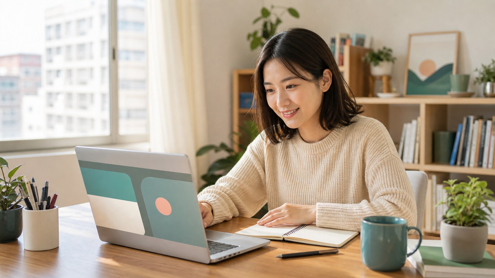 第一次使用 AI 的使用者在筆電前露出驚喜的表情